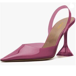YDN Orchid Transparent Pumps Slingback Slip On Wineglass Slim High Heels Shoes